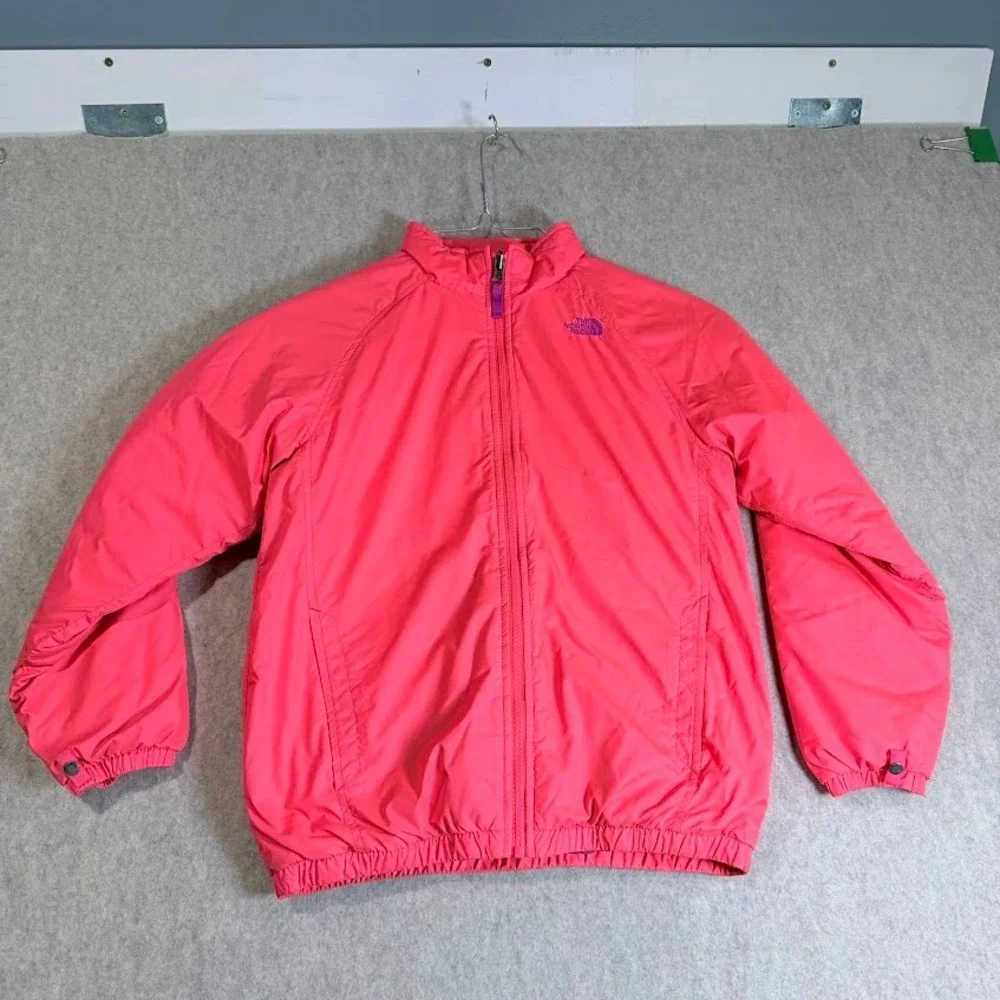 The North Face Puffer Jacket Girls Large 14/16 Pink Polyester Zip Up Insulated L